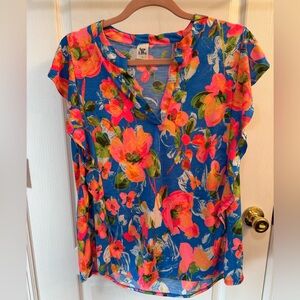 Sew In Love Vibrant Floral Short Sleeve Top